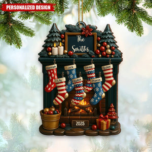 Holiday Gatherings-Personalized Family Name Wood Ornament