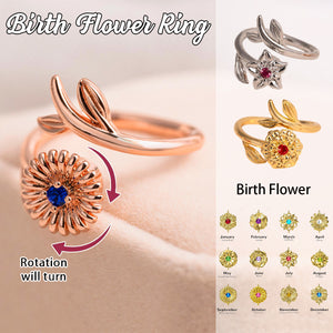 Personalized Birth Flower Fidget Spinner Ring - Mother's Day Gifts