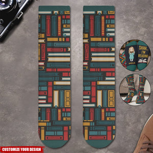 Custom Crew Socks - Personalized Bookish Gifts For Book Lovers, Bookworms, Readers - Keeping Up With My Reading Game
