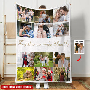 Personalized 12 Photos Collage Super Soft Blanket with Text Mother's Day Gift for Family Friend
