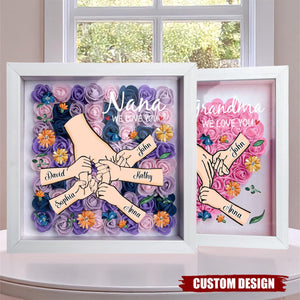 Grandma We Love You - Personalized Flower Shadow Box With Name, Mother's Day Gift