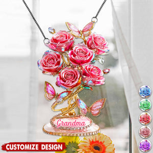 Each Rose Holds A Piece Of Your Heart - Personalized Suncatcher - Mother's Day