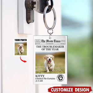 The Troublemaker Of The Year - Personalized Cat Dog Keychain - Gift For Pet Lovers