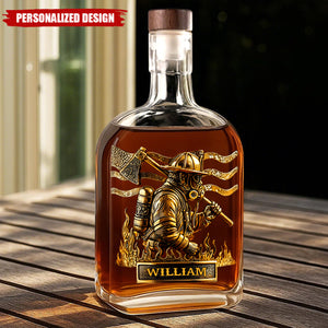 Proud Firefighter-Personalized Sibling Wine Bottle