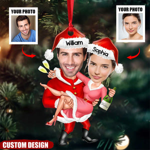 Funny Christmas Couple Custom Photo Acrylic Ornament