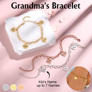 Personalized Heart Charms Bracelet-Gift for Mom Grandma
