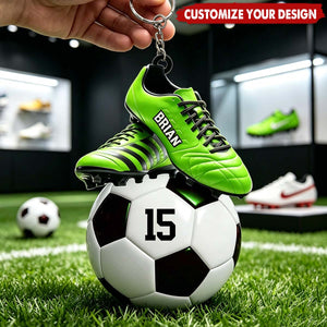 Personalized Soccer Keychain: Custom Name & Number, Unique Gift for Soccer Lovers