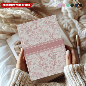 Blue Toile Personalized Journal, Custom Name Notebook