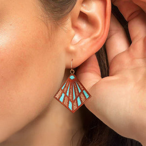 Large Art Deco Statement Earrings Crimson Wood Statement Earrings