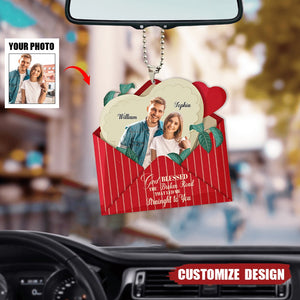 Love in an envelope car ornament - Gift for couple - God bless this broken road that brought me straight to you