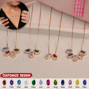 Multiple Birthstone Family Necklace - Gift For Mom Grandma