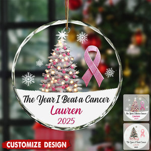 Personalized Breast Cancer Ornament, I Beat Cancer Ornament, Breast Cancer Survivor Gift, Cancer Survivor Ornament