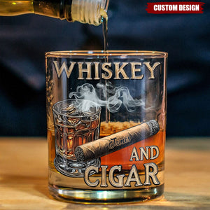 Whiskey And Cigar - Personalized Whisky Glass