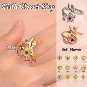Personalized Birth Flower Fidget Spinner Ring - Mother's Day Gifts