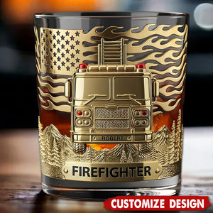 Firefighter Fire Dept Whiskey Glass - Personalized Gifts For Firefighter Retirees and Active Duty
