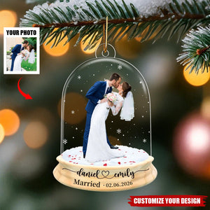 Personalized Proposal Photo Engagement Ornament, Wedding Decor Gift For Couple