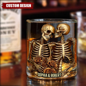Couple Skeleton - Personalized Skull Whiskey Glass