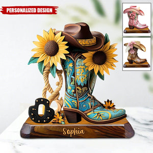 Cowgirl Boots-Personalized Cowgirl Shaped Acrylic Plaque