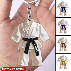 Personalized Black Belt Keychain - Karate,Jiu-Jitsu Gift