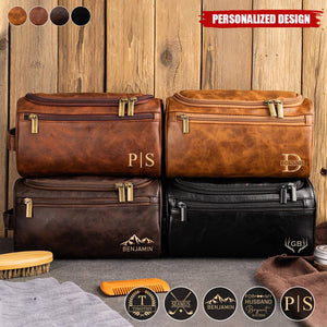 Personalized Men's Leather Toiletry Bag-Gift for Men