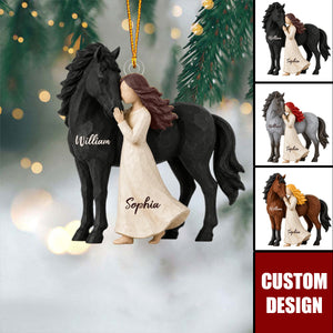Personalized Woman With Her Horse Ornament - Gift For Horse Lovers
