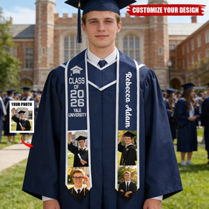 Custom Photo Graduation Stoles Personalized Class of 2026 Sash