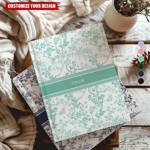 Blue Toile Personalized Journal, Custom Name Notebook
