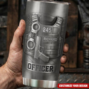 Honor Your Dedication, Police Badge Handcuffs Gun, Personalized Tumbler, Gift For Law Enforcement Officers