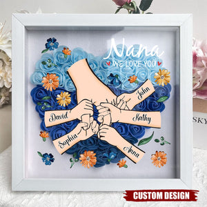 Grandma We Love You - Personalized Flower Shadow Box With Name, Mother's Day Gift