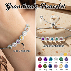 Personalized Adjustable Family Birthstone Bracelet-Gift For Mom/Grandma
