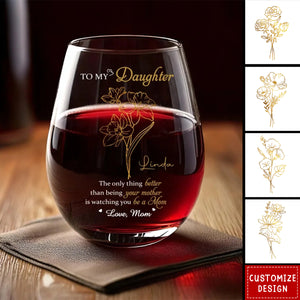A Mother’s Love, Endless And True - Family Personalized Custom Wine Glass - Mother's Day, Gift For Mom, Daughter