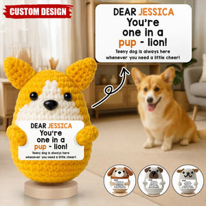 I May Be A Tiny Dog - Personalized Doll Crochet With Custom Card