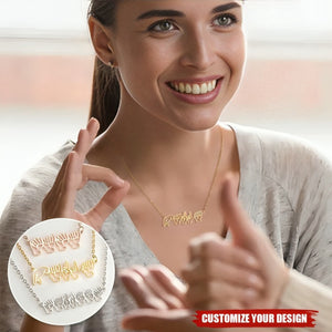 Personalized American Sign Language Necklace with Fingerspelling Name Charm Heartwarming Gift for Deaf ASL Interpreter Teacher