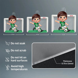 Boy Girl Soccer Player Personalized 2D Flat Acrylic Ornament, Christmas Gift