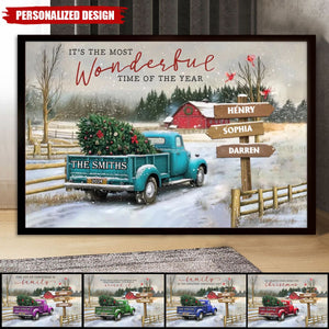 Personalized Family Farm Christmas Truck Poster-Gifts For Truck Lover