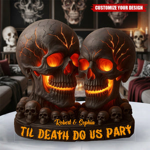 Til Death Do Us Part - Personalized Skull Custom Shaped Acrylic Plaque