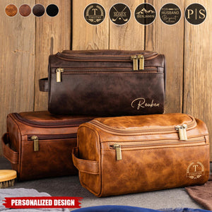 Personalized Men's Leather Toiletry Bag-Gift for Men
