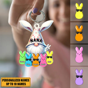 Bunny Nana Grandma Easter Grandkids Personalized Acrylic Keychain
