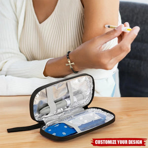 Personalised She Is A Fighter Bible Verses Insulated Insulin Pen Cooler Travel Case with Name Motivational Gift for Women Diabetics