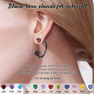 Rise from ashes Black Rose Earring