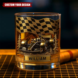 Race Car Whiskey Glass - Personalized Gifts For Racing Lovers
