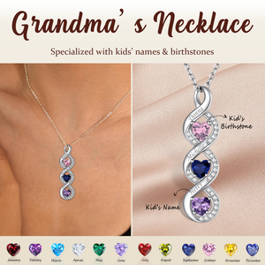 Personalized Infinity Heart Birthstone Necklace, Mother's Day Gift