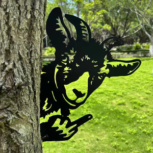 Goat Middle Finger Metal Decoration - Versatile Mountable Wall Art