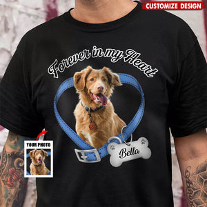 Personalized Photo Forever In My Heart Dog Memorial Dark Shirt
