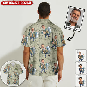Funny Caricature Face - Personalized Fishing Hawaiian Shirt