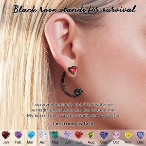 Rise from ashes Black Rose Earring