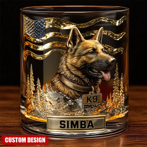Love My Dog - Personalized German Shepherd Dog Whiskey Glass