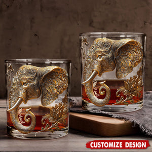 Beautiful Elephant - Personalized Elephant Whiskey Glass