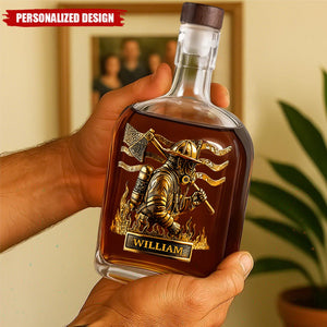 Proud Firefighter-Personalized Sibling Wine Bottle