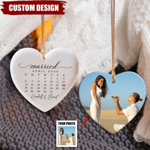 Married Ornament Calendar Gift - Personalized Calendar Ornament Wedding Gift - Custom Wedding Date Anniversary Ornament